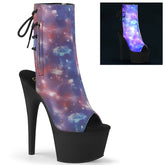 ADORE-1018REFL Black & Multi Colour Calf High Peep Toe Boots