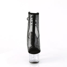 ADORE-1018RM Black & Clear Calf High Peep Toe Boots