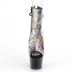 ADORE-1018SP Black & Multi Colour Calf High Peep Toe Boots