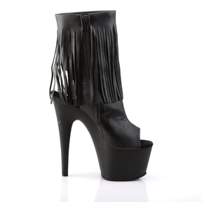 ADORE-1019 Black Leather Fringed Boots