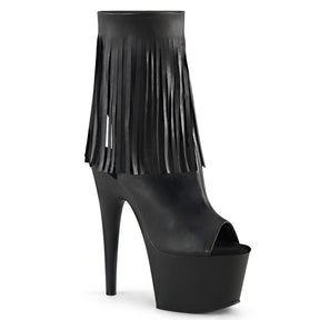 ADORE-1019 Black Leather Fringed Boots