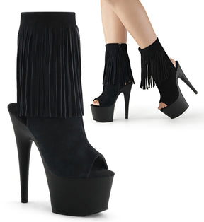 ADORE-1019 Black Suede Fringed Boots