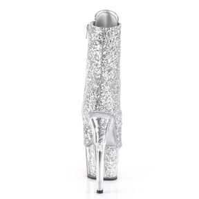 ADORE-1021G Silver Glitter Platform Boots