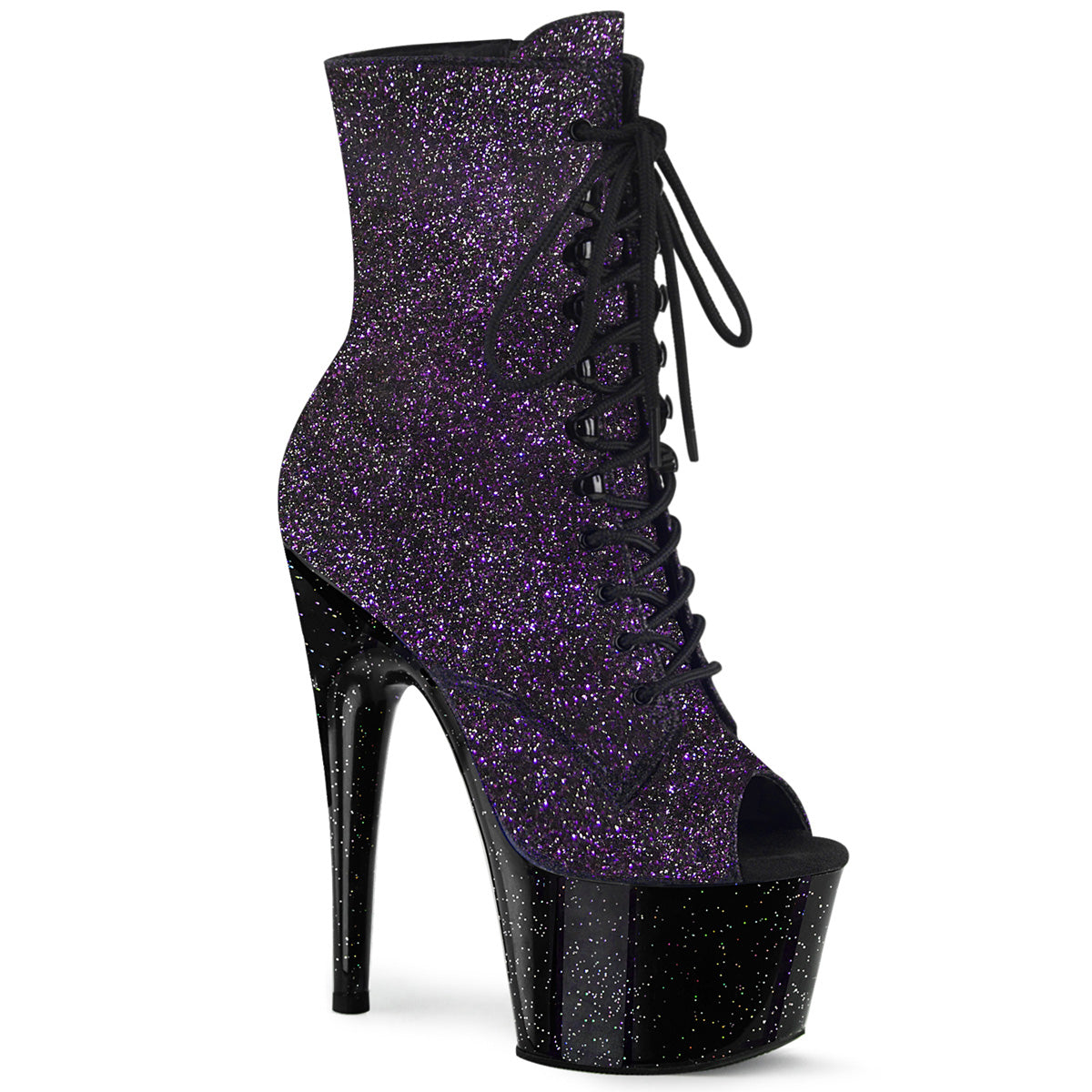 ADORE-1021MG Black & Purple Calf High Peep Toe Boots