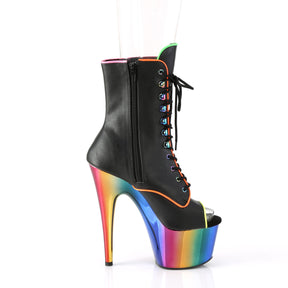 ADORE-1021RC-02 Black & Multi Colour Calf High Peep Toe Boots
