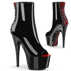 ADORE-1025 Black & Red Calf High Peep Toe Boots