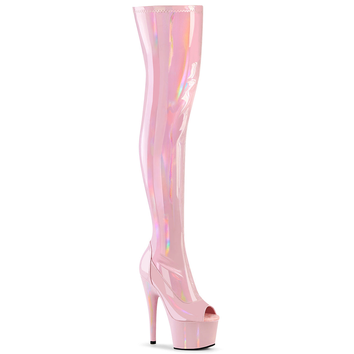 ADORE-3011HWR Pink Patent Thigh High Platform Boots