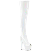 ADORE-3011HWR Patent White Thigh High Platform Boots
