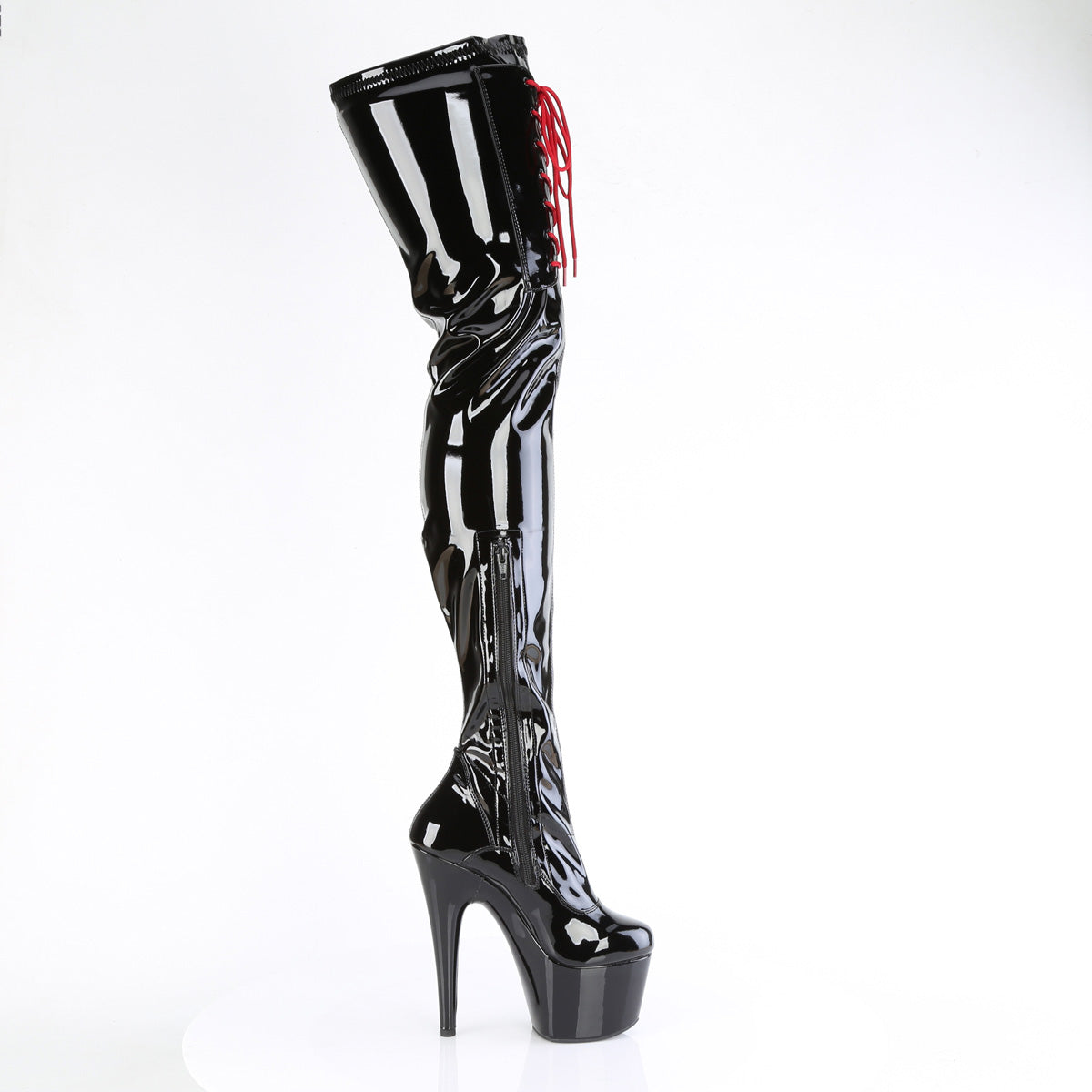 ADORE-4001WR Black & Red Thigh High Boots