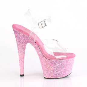 ADORE-708CF Pink & Clear Ankle Peep Toe High Heel