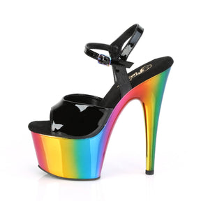 ADORE-709RC Black & Multi Colour Ankle Peep Toe High Heel