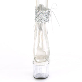 ADORE-724RS-02 Clear & Silver Ankle Sandal High Heel