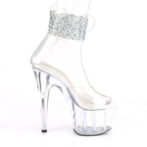 ADORE-724RS-02 Clear & Silver Ankle Sandal High Heel