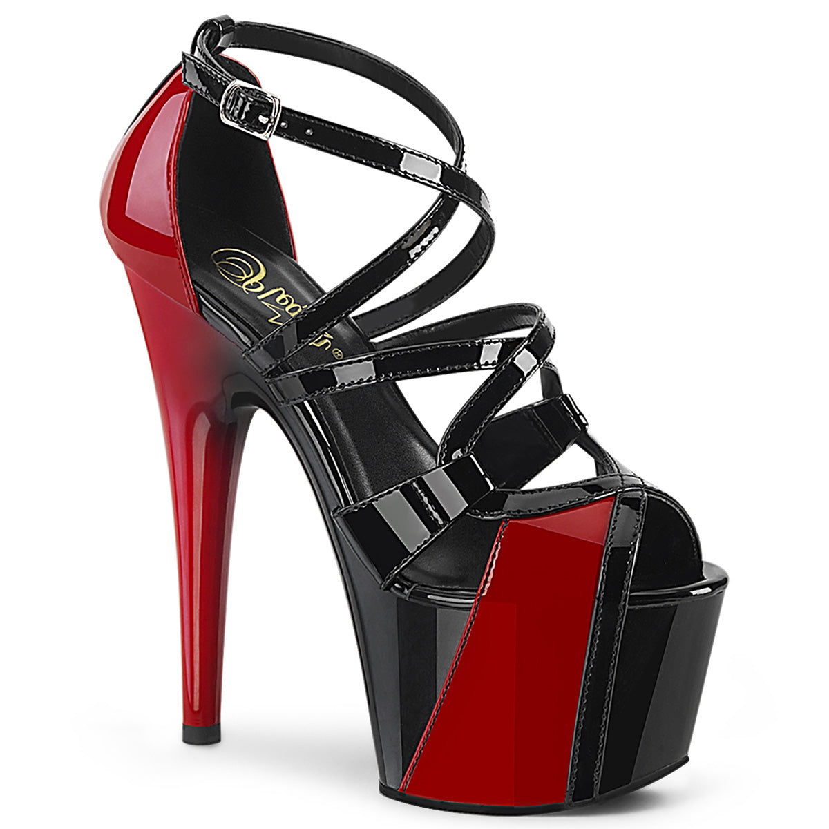ADORE-764 Black & Red Ankle Sandal High Heel
