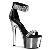 ADORE-769RS Silver & Black Ankle Sandal High Heel