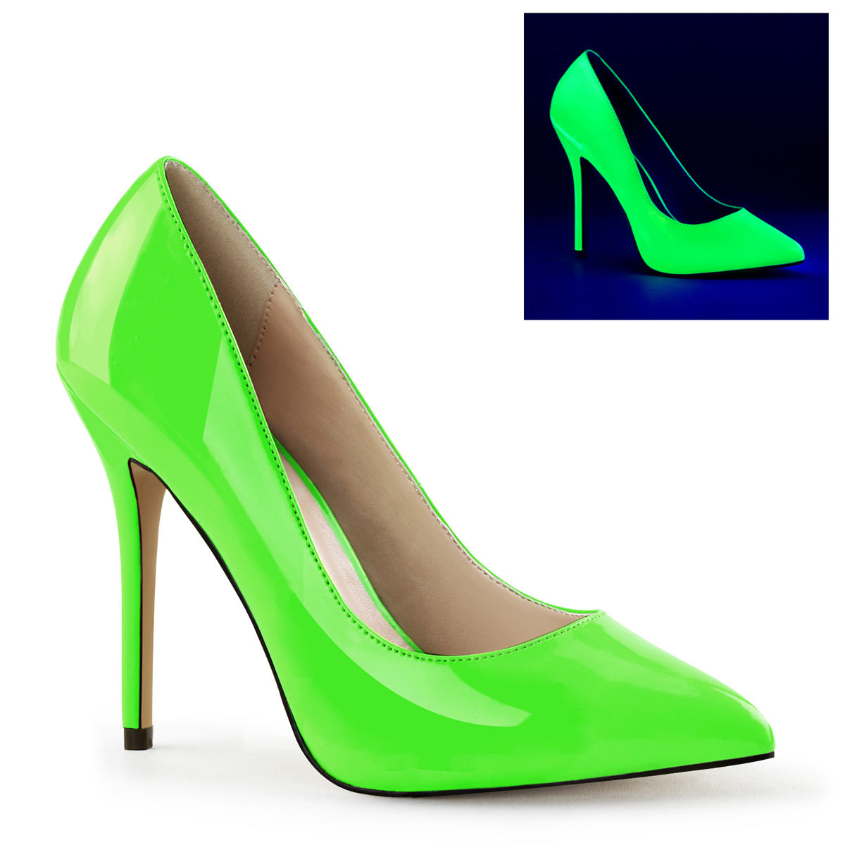 AMUSE-20 Neon Green Court Heels