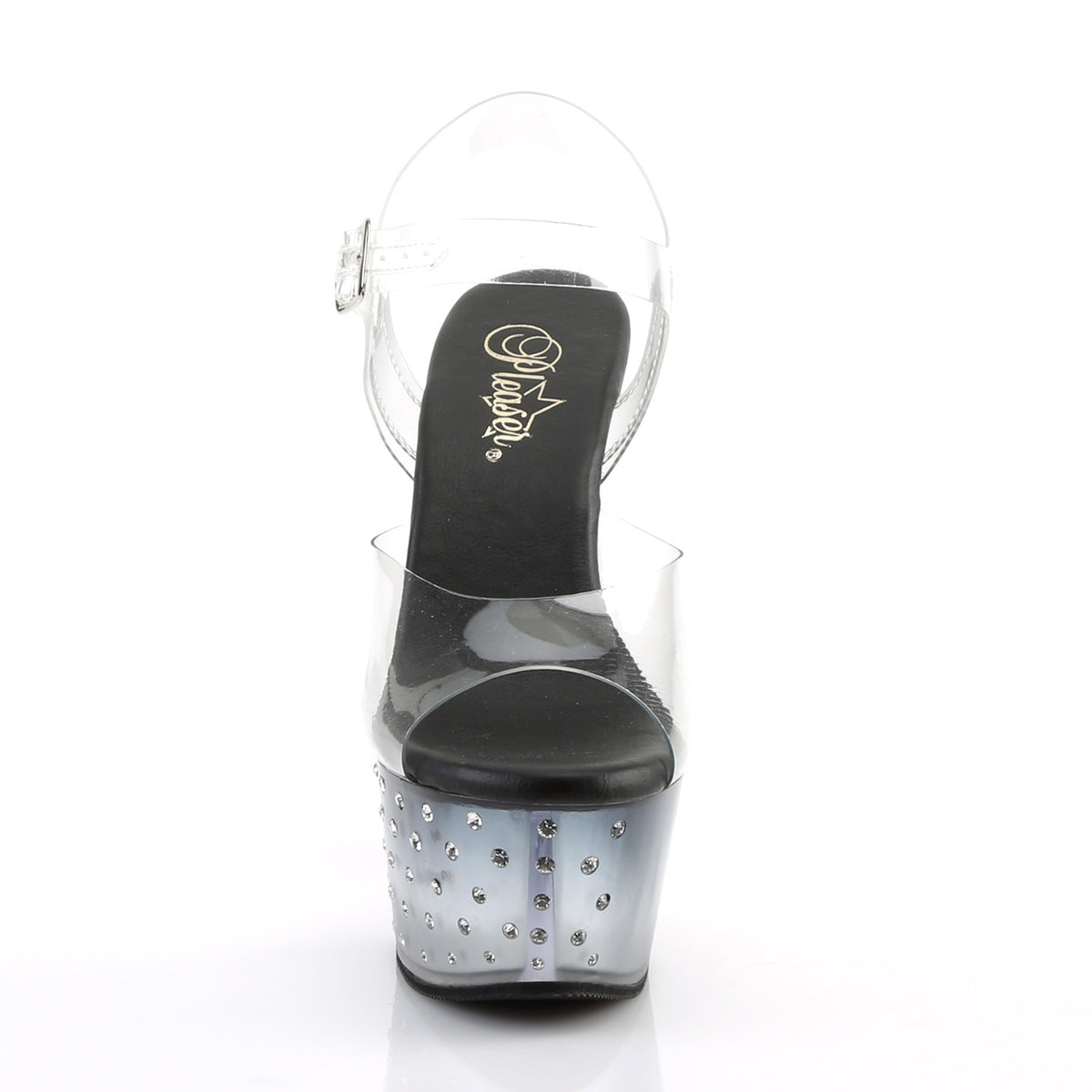 ASPIRE-608STD Black & Clear Ankle Peep Toe High Heel