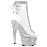 BEJEWELED-1018C-2RS Clear Calf High Peep Toe Boots