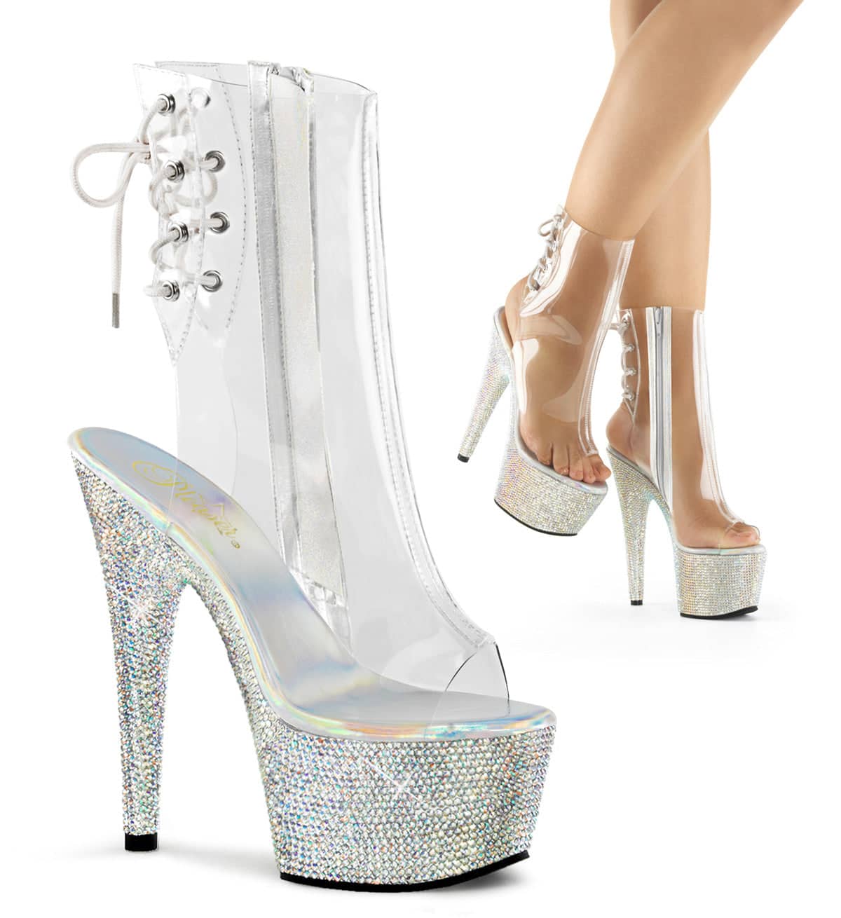 BEJEWELED-1018DM-7 Calf High Peep Toe Boots