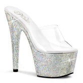 BEJEWELED-701DM Clear & Silver Peep Toe High Heel