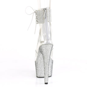BEJEWELED-724RS Silver & Clear Ankle Sandal High Heel