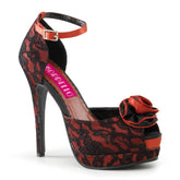 BELLA-17 Black & Red Rose Heels