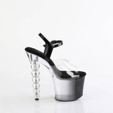 BLISS-708-1BC Black & Clear Ankle Peep Toe High Heel