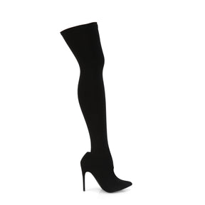COURTLY-3005 Nylon Thigh High Boots
