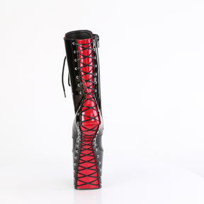 CRAZE-1040FH Black & Red Calf High Heelless Boots