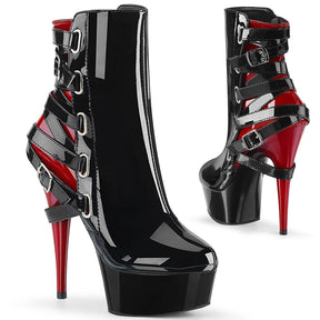 DELIGHT-1012 Black & Red Calf High Boots