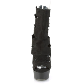 DELIGHT-1014 Black Calf High Peep Toe Boots