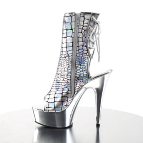 DELIGHT-1018HG Silver Calf High Peep Toe Boots