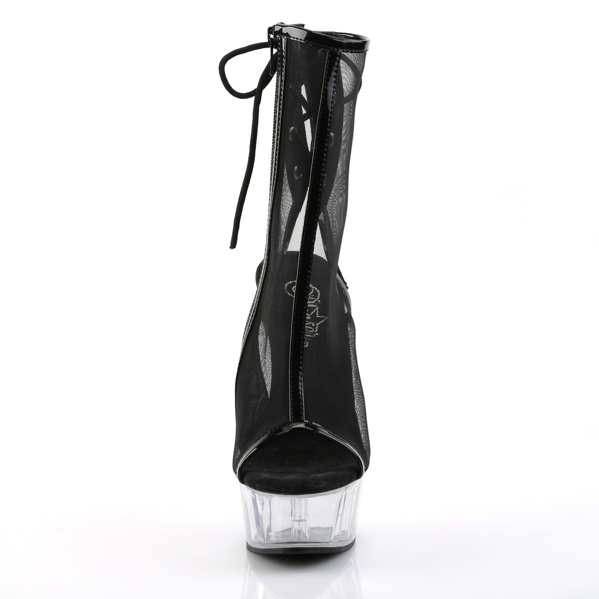 DELIGHT-1018MSH Clear & Black Calf High Peep Toe Boots