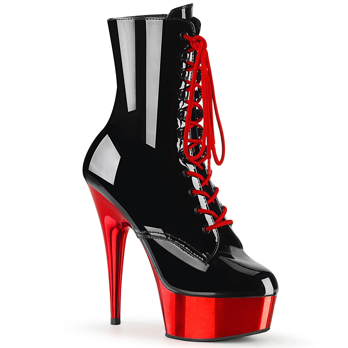DELIGHT-1020 Black & Red Calf High Boots