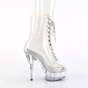 DELIGHT-1021C Clear Calf High Peep Toe Boots