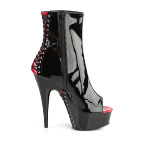 DELIGHT-1025 Black & Red Calf High Peep Toe Boots