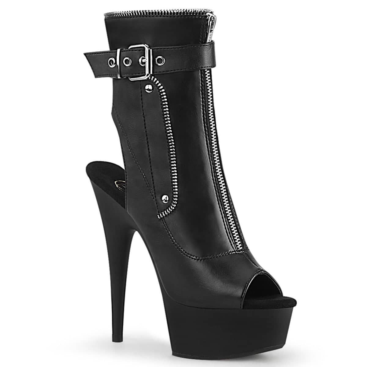 DELIGHT-1035 Black Calf High Peep Toe Boots