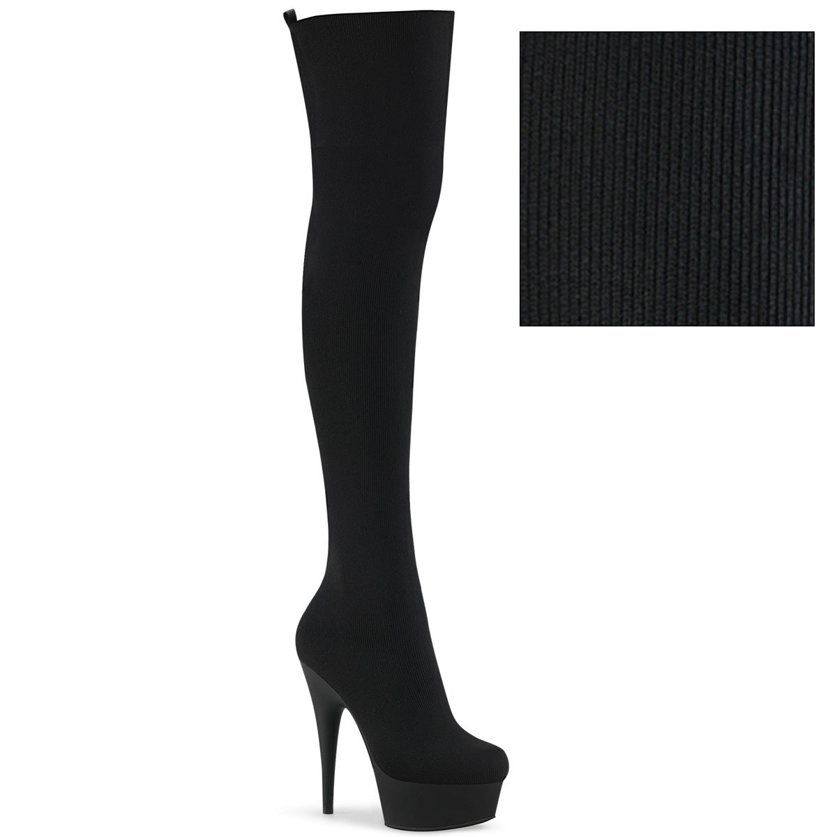 DELIGHT-3002-1 Black Thigh High Boots
