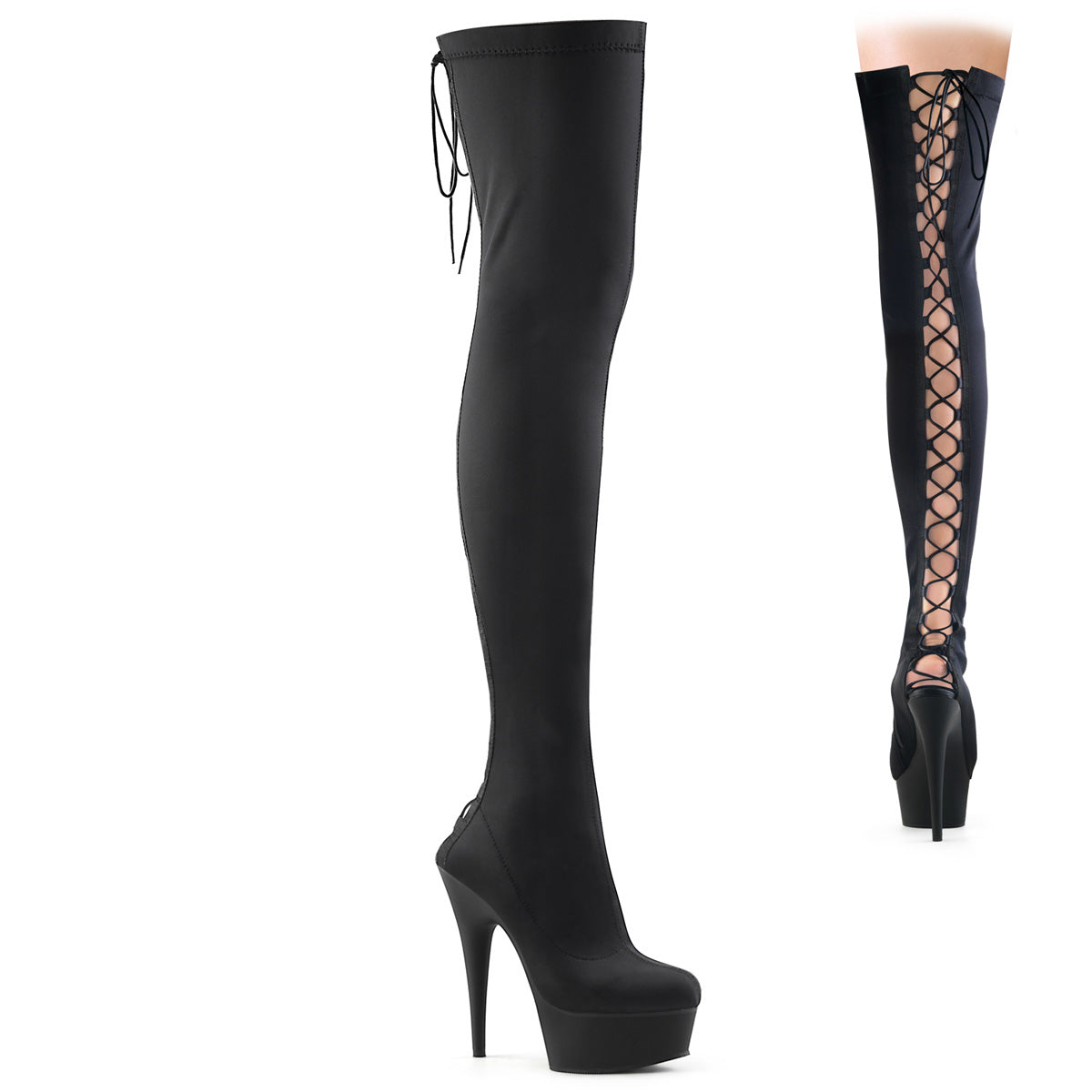 DELIGHT-3003 Black Thigh High Boots