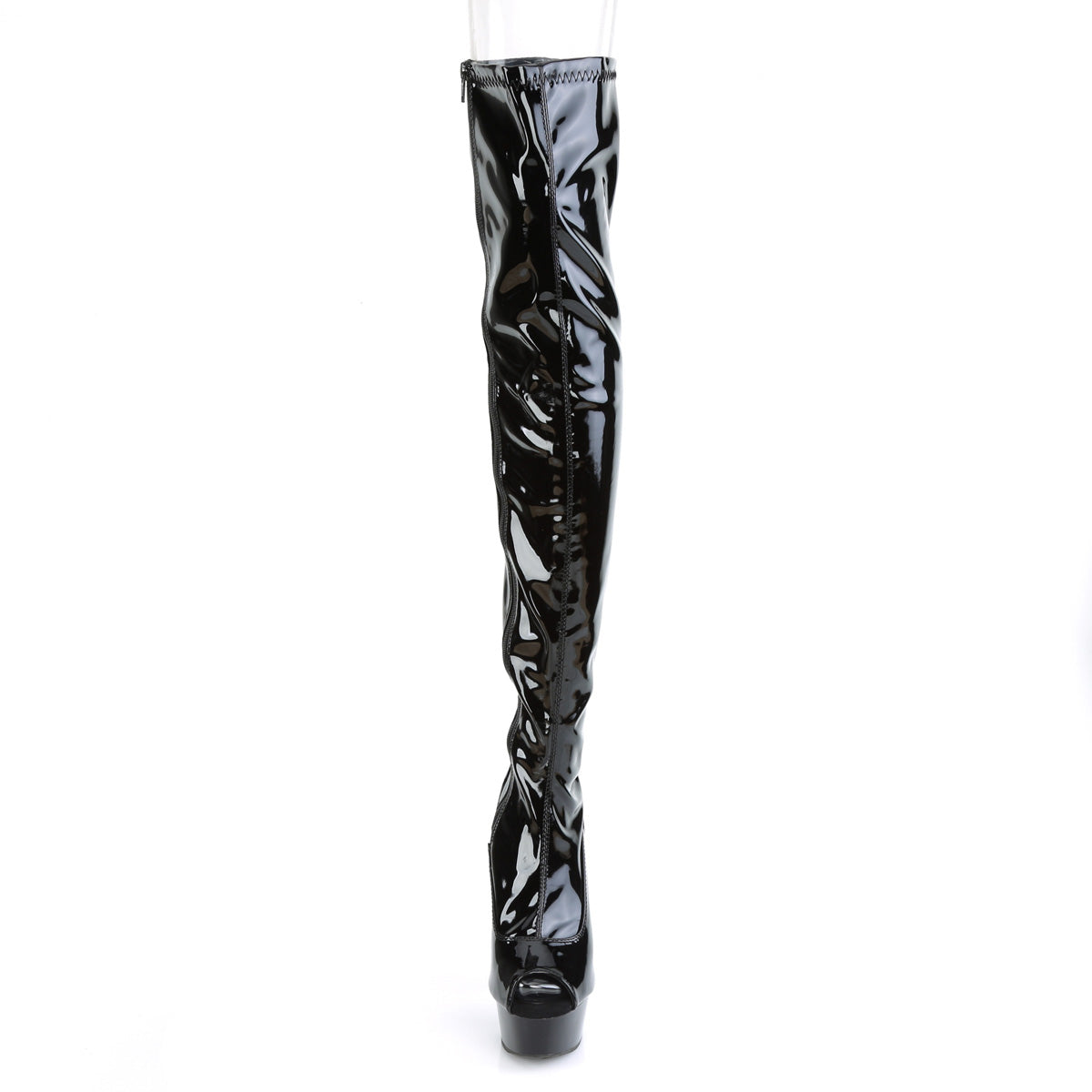 DELIGHT-3011 Black Thigh High Stretch Boots