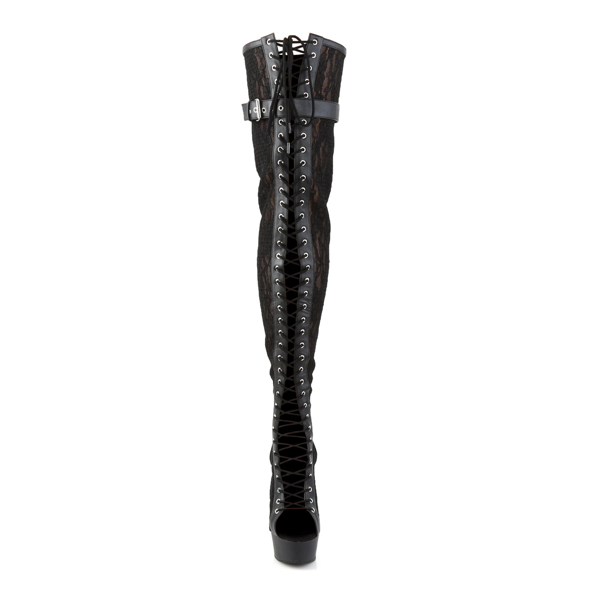 DELIGHT-3025ML Black Thigh High Boots