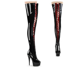 DELIGHT-3027 Black & Red Thigh High Boots