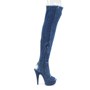 DELIGHT-3030 Blue Thigh High Boots