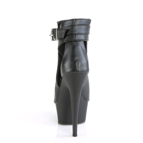 DELIGHT-600-10 Black Ankle Peep Toe Boots