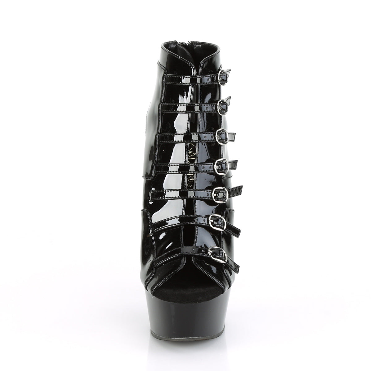 DELIGHT-600-11 Black Ankle Peep Toe Boots