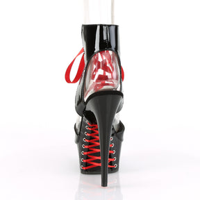 DELIGHT-600-14FH Black & Red Ankle Peep Toe High Heel