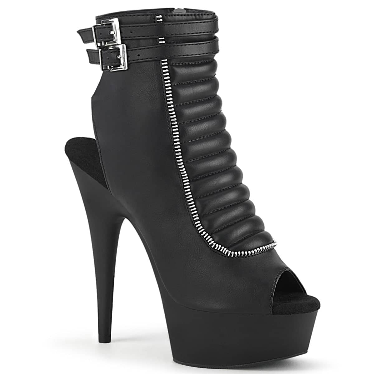 DELIGHT-600-18 Black Ankle Peep Toe Boots