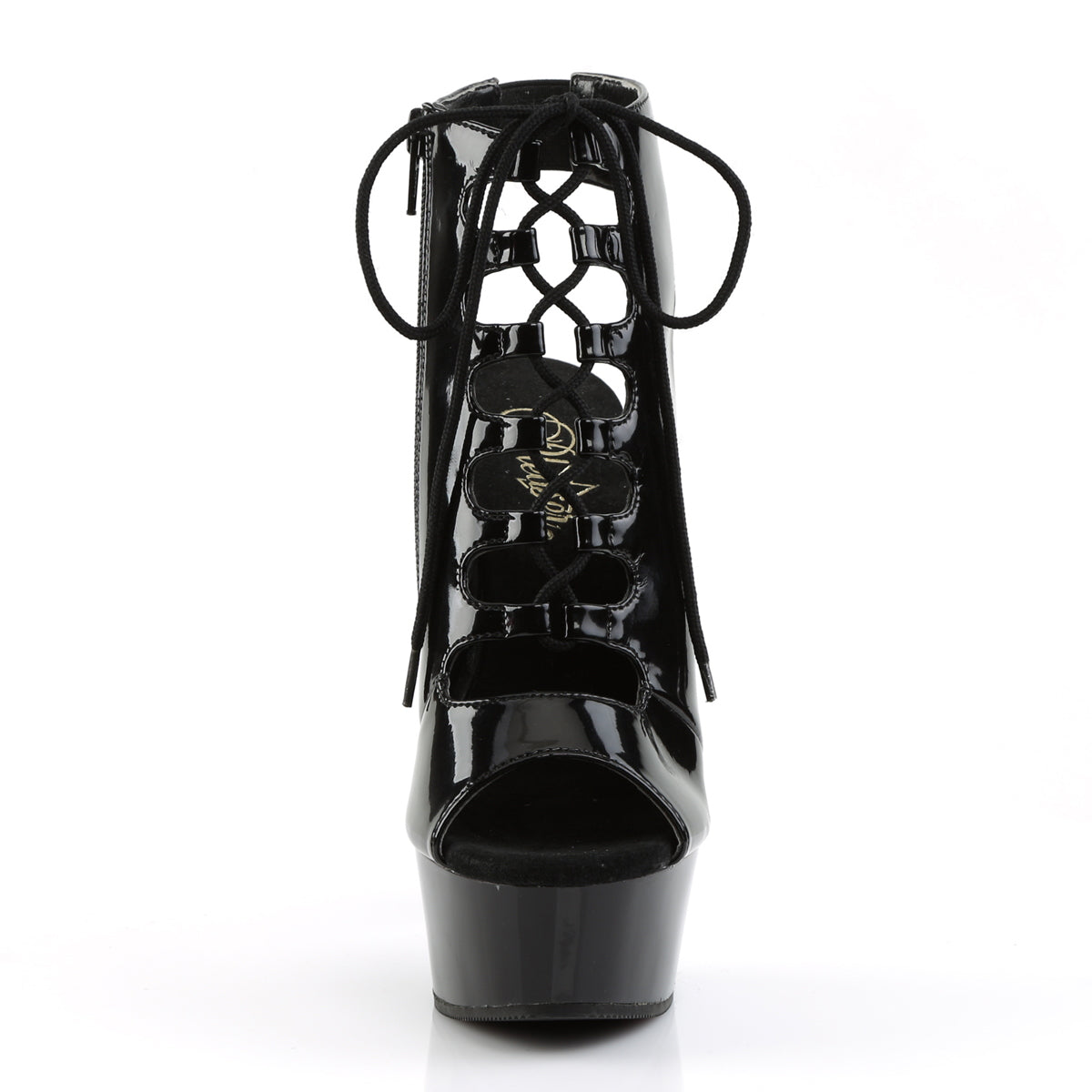 DELIGHT-600-20 Black Ankle Peep Toe Boots