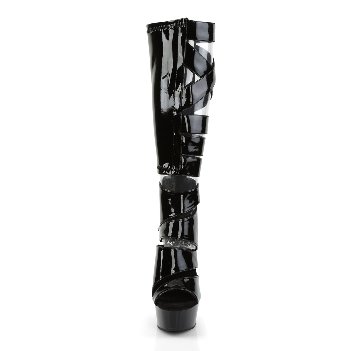 DELIGHT-600-49 Black Calf High Gladiator Boots