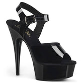 DELIGHT-608N Black Ankle Peep Toe High Heel